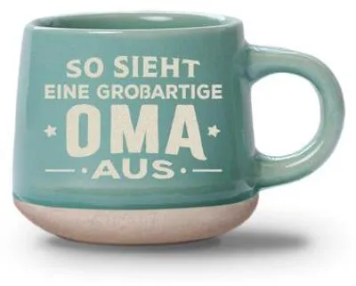 Produktbild von Personalisierbares Steinzeug Espressotassen Duo-Geschenkset 60ml mit Oma Motiv