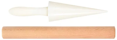Productafbeelding van Kegelvormige eierhouder met houten stokje - Set bestaande uit 1 kegelvorm en 1 houten stokje
