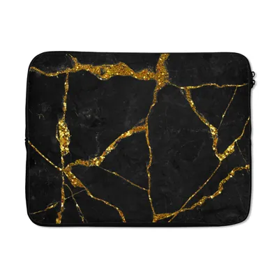 Produktbild von MuchoWow® Laptop Hülle 15 Zoll Marmor - Gold - Schwarz - Marmoroptik - Glitter Laptoptasche - Laptoptasche - Sleeve - Rundum-Schutz