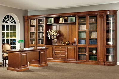 Produktbild von Klassischer Brauner Büroschrank Massivholz Möbel Exklusive Schränke