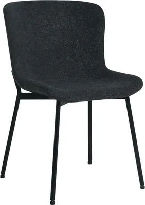 Image de HowHomely SABLE Chaise Noir Tissu Bouclé - Design moderne, Confortable, Pieds en métal noir