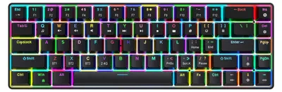 Produktbild von 68 Tasten Mechanische Tastatur Hot-Swap-fähig Roter Schalter RGB-Hintergrundbeleuchtung Kabellos/Kabelgebunden/BT 5.0 Schwarz 3 Modi