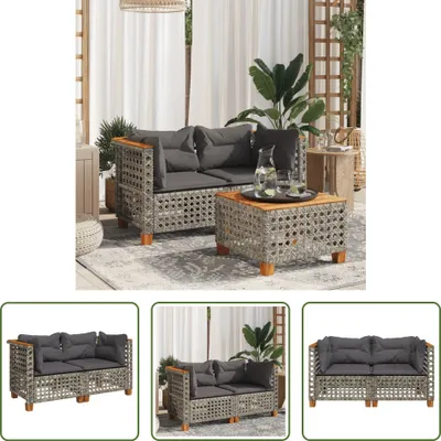 Produktbild von The Living Store Garten-Ecksofas mit Kissen 2 Stk. Grau Poly Rattan