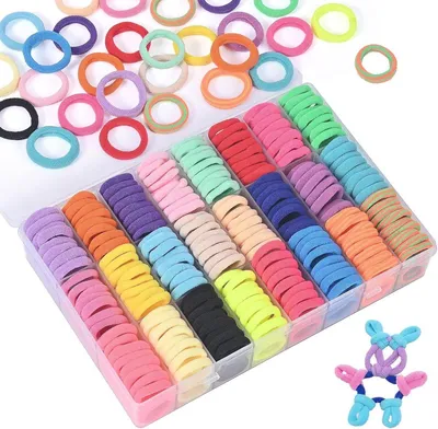 Mini Haargummis für Mädchen - 480 Stück in 24 Farben - Bunte nahtlose Haarbänder