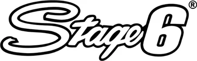 Produktbild von Klebeetikett mit STAGE6-Logo und Text 200 x 60 mm in Weiß
