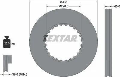 Immagine prodotto di 2x disco freno TEXTAR 93272000 per VOLVO 7300 per RENAULT TRUCKS MAGNUM 45mm
