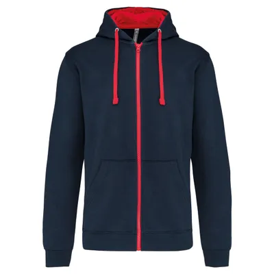 Produktbild von Kariban HERREN-KAPUZENSWEATSHIRT BICOLOR mit Reißverschluss