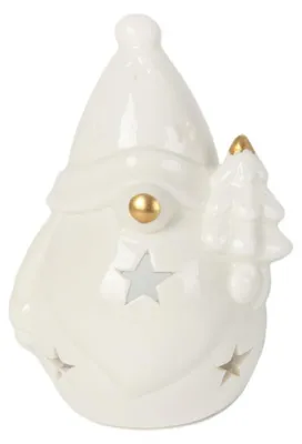 Produktbild von TrendLine Deko Windlicht Weihnachtsmann Keramik 7,7 x 6,8 x 10,8 cm weiß/gold
