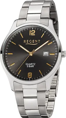 Produktbild von Regent Edelstahl Herren Uhr F-1177 Quarzuhr Armband silber D2UR1153401