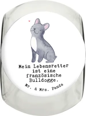 Produktbild von Mr. & Mrs. Panda Dose Französische Bulldogge Lebensretter XL 2000ml - Weiß - Geschenk, Keksdose, Aufbewahrungsdose, leckerlidose, Vorratsglas, Vorratsbehälter