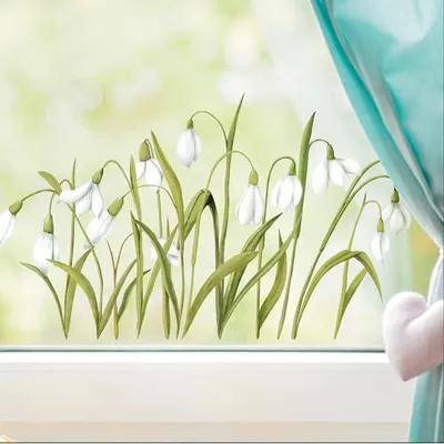 Produktbild von Wandtattoo Loft Fensterbilder Frühling mit Schneeglöckchen Oster Motiv - A4 Bogen, Wiederverwendbar - Frühlingsdeko Fenster, Frühlingsbild Fenster, Fensterdeko Frühling, Fensterfolie Frühling