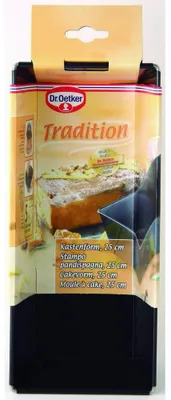 Produktbild von Dr. Oetker Kastenform 25 cm, Königskuchenform mit Antihaftbeschichtung, hochwertige Form, eckige Kuchenform aus veredeltem Schwarzblech