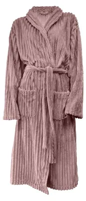 Produktbild von Eleganzzz Teddy Rippfleece Bademantel – altrosa - M