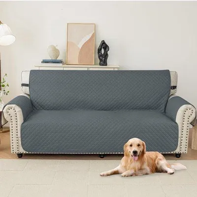 Productafbeelding van Bankhoes 3 Zits, Katten En Honden Bankhoes Voor Woonkamer, Comfortabel En Duurzaam, Slipcover Universeel Met Zakken, Voor Thuis Met Kinderen En Huisdieren, Donkergrijs