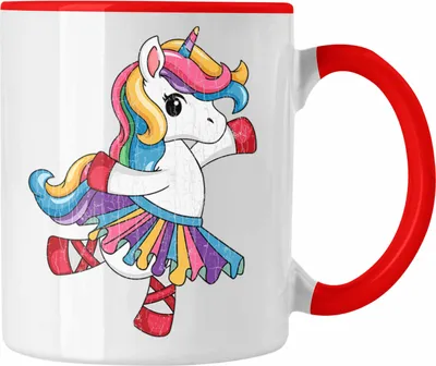 Produktbild von Trendation - Einhorn Tasse Geschenk Mädchen Tochter Einhörner Grafik Pferde Reiterin Geschenkidee Frau Mama (Rot)