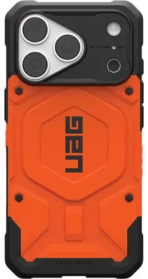 Image de Coque de protection pour iPhone 18 Pro / 17 Pro, modèle UAG Pathfinder, avec MagSafe, couleur orange avec des éléments noirs