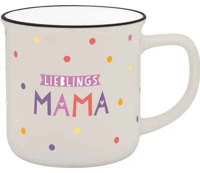 Becher in Emailloptik "Lieblingsmama", 35 cl, New Bone China