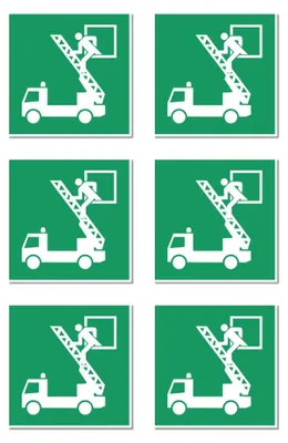 Rettungszeichen-Aufkleber E017, 5 cm, 6 Stück, DIN EN ISO 7010