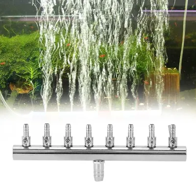 Produktbild von Edelstahl Luftpumpen-Splitter für Aquarien, 8-Wege Verteiler mit Regelventil, ideal zur Verbesserung der Sauerstoffversorgung in Fischbecken