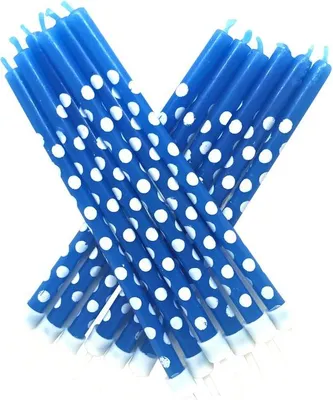 Produktbild von 12 Kuchen Kerzen Blau mit Pünktchen