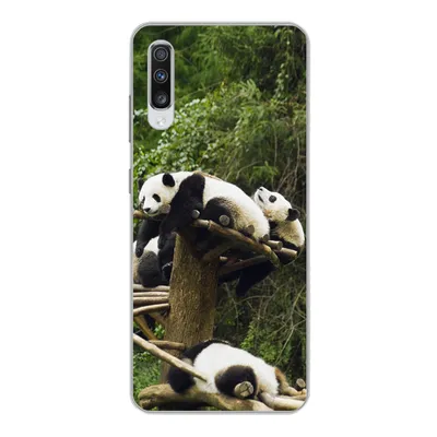 Produktbild von MuchoWow® Handyhülle Schutzhülle Hülle für Samsung Galaxy A70 Pandas - Holz - Treppe Silikon Softcase Handy Hülle - Schutzhaube