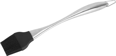 Image de Pinceau en silicone avec manche en acier inoxydable, résistant à la chaleur, idéal pour cuisiner, faire de la pâtisserie, faire des grillades, pour les sauces et les huiles, manche incurvé, grand format, noir