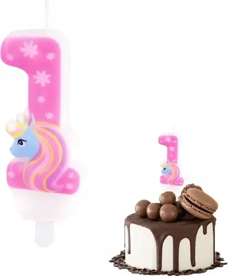 Produktbild von Einhorn Geburtstag Kerze Nummer 1 Rosa Für Geburtstagsparty