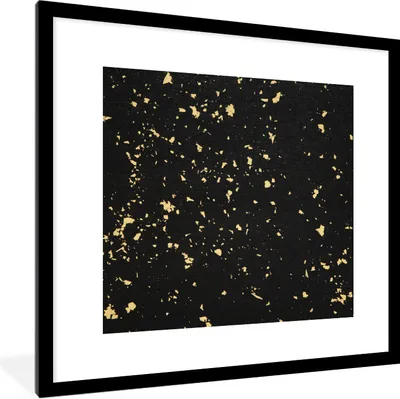 Produktbild von MuchoWow® Gerahmtes Poster Goldene Flocken auf schwarzem Hintergrund 40x40 cm - Poster mit Schwarzem Bilderrahmen Wandposter Rahmen Foto Bilder - Poster - Plakat im Rahmen