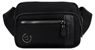 Produktbild von Nero, hochwertige Bauchtasche mit Lederakzenten, Hüfttasche, Gürteltasche, Schwarz