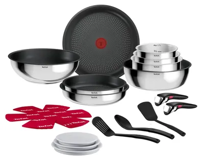Zdjęcie produktu dla Tefal L966SK, Zestaw mieszany, Czarny, Stal nierdzewna, Stal nierdzewna, Tytan, Rozłączny, Ceramika, Prąd elektryczny, Gaz, Halogen, Indukcja