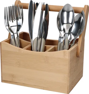 Produktbild von Bambusbesteckhalter mit Besteck für 6 Personen