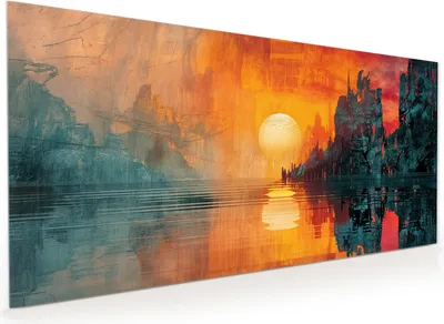 Produktbild von Küchenrückwand Spritzschutz Glas mit Motiv Sonnenuntergang Stadt 40 x 40 cm
