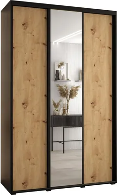Produktbild von MEBLE KRYSPOL Cannes 3 Schrank mit 3 Schiebetüren - 205,2x150x45 cm - Schwarz Artisan Schwarz