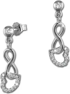 Image de SilberDream Boucles d'oreilles femme amour zircon blanc clou d'oreille argent 925 D2GSO453W