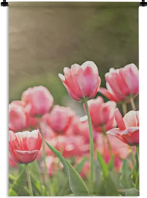 Produktbild von MuchoWow® Wandteppich Wandbehang Tulpen - Sonne - Frühling 60x90 cm Tapisserie Dekoration Wandtuch - Foto-Teppich - Abwaschbar