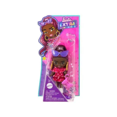 Image de COMMANDE -SIMPLE - Mattel HLN44 ; HLN47 - Barbie Extra Mini Mini Poupée aux cheveux bordeaux