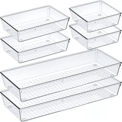 Produktbild von 60/6/9/12er-Pack Schubladenorganizer Transparente Kunststoffbehälter für Badezimmer Schminktisch Aufbewahrung, Haushaltsorganisation Make-up-Set.Stückzahl:6 Stück