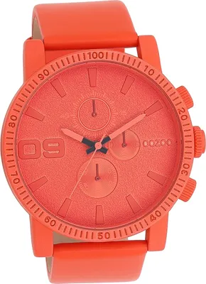Image de Oozoo cuir femme-homme montre analogique à quartz bracelet rouge orange Timepieces D2UOC11219