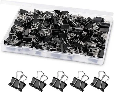 Produktbild von Famanu Mini Binderclips 120 Stück - 15 mm schwarze Büroklammern