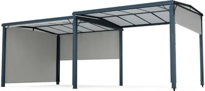 Obrázok produktu pre Blumfeldt Pantheon Solid Sky Expand altánok 3x6 m - hliníkový rám, nastaviteľná veľkosť a polykarbonátová strecha odolná voči poveternostným vplyvom, záhradný altánok, tmavosivá