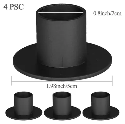 4er-Set Kerzenhalter aus Metall, schwarz, 2 cm