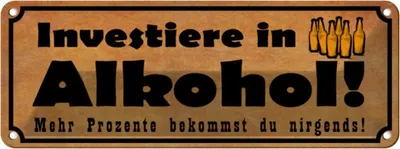 Produktbild von vianmo Blechschild 10x27 cm Investiere in Alkohol Essen Trinken Bar Club