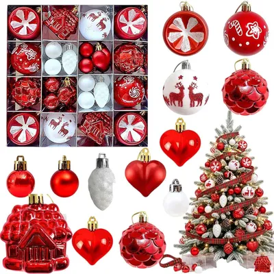 Image de Ensemble de boules de Noël en plastique, 40 pièces, incassables, décoration colorée pour les fêtes de Noël