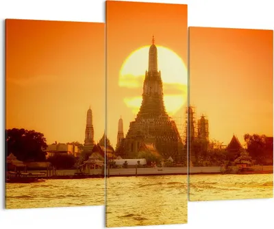 Produktbild von Bild auf Leinwand - Leinwandbild - Tempel Asien - 130x100cm - Wand Bild - Wanddeko - Wandbilder - Leinwanddruck - Bilder - Kunstdruck - Wanddekoration - Leinwand bilder - Wandkunst - CB130x100-3420