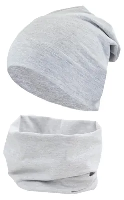 Zdjęcie produktu dla Zestaw 2 sztuk: czapka typu beanie i szalik typu tube dla chłopców marki TupTam, kolor: szary melanżowy, rozmiar czapki: 52