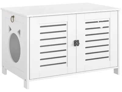 Image de Armoire pour litière - Solution élégante pour dissimuler la litière - Meuble pour chat dissimulant la litière - Dimensions : 45 x 60 x 50 cm