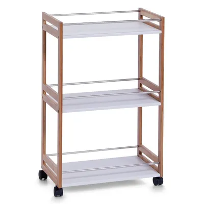 Produktbild von Zeller Bad-Rollwagen, weiß, Bamboo/MDF 51x30x81