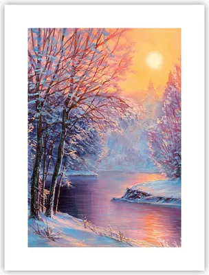 Produktbild von Poster - Poster ohne Rahmen - Öl Winter Fluss - 30x40 cm - Wand Bild - Wanddeko - Wandbilder - Kunstposter - Wandposter - Bilder - Kunstdruck - Wanddekoration - Wandbild - P2XPA30x40-4379