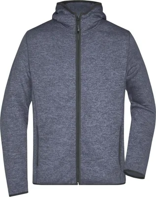 Produktbild von Kapuzenjacke aus Strickfleece in Melangeoptik denim-melange/black, Gr. L
