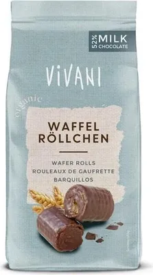 RURKI WAFLOWE W CZEKOLADZIE MLECZNEJ BIO 125 g - VIVANI